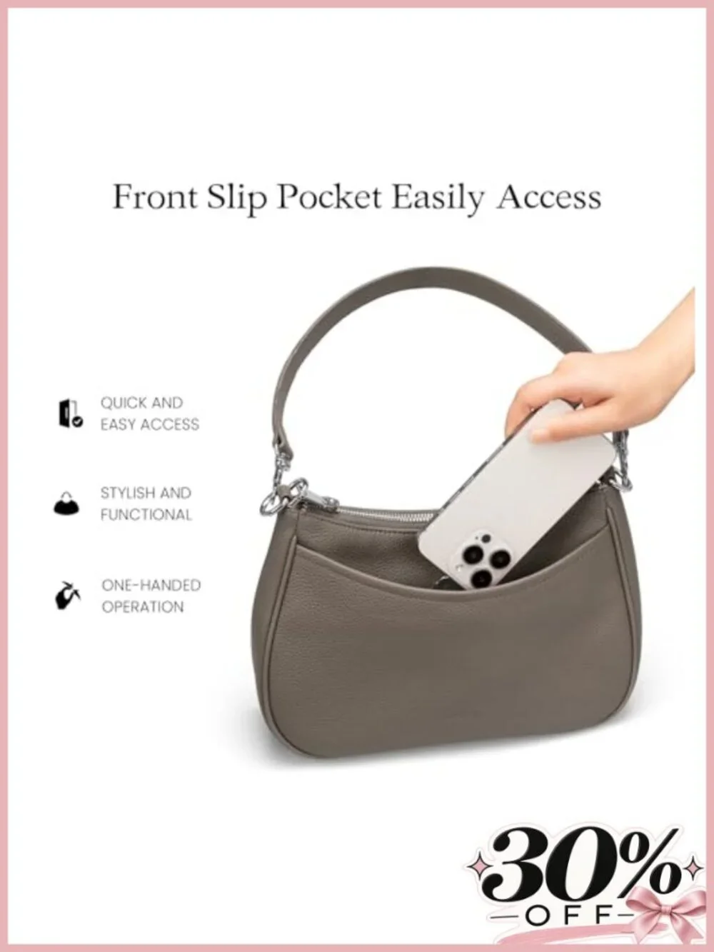 Genuine Leather Crossbody Hobo Bag Anti Theft Shoulder Purse